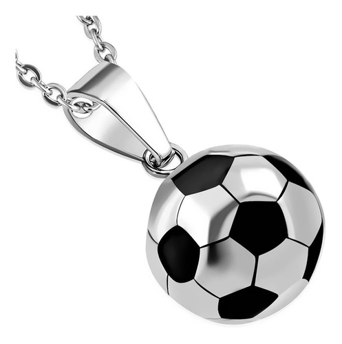 Collar De Plata 925 Y Cuero + Balon De Futbol Para Hombre