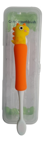 Cepillo Dental Animado Animalitos Infantil Cartoon Toyz Dinosaurio Naranja