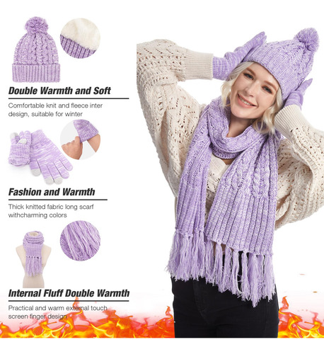 Gorro 3 En 1 Missshorthair Para Mujer Cálido Y Largo Color Talle Diseño De La Tela