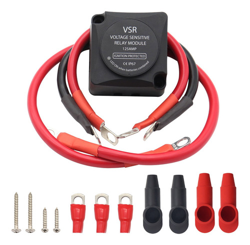 Relé Sensible Al Voltaje 12v 125amp Vsr Con Kit De Cable Par