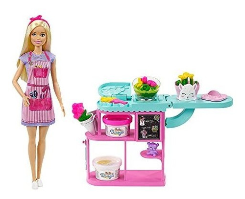 Juego De Floristeria Barbie Con Muñeca Rubia