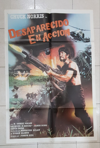 Antiguo Afiche De Cine Original Desaparecido En Accion