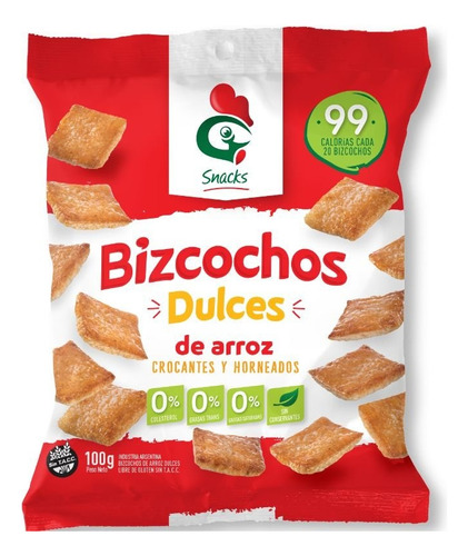 Bizcochos De Arroz Dulce Gallo Snacks Bolsa 100g