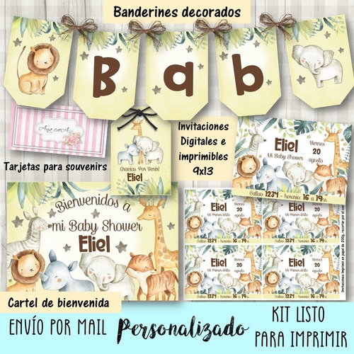 Kit Personalizado Imprimible Animalitos De La Selva Mod.4