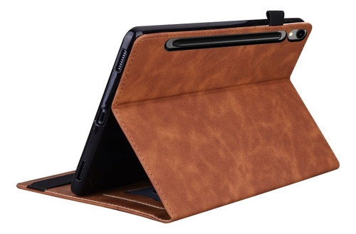 Capa De Couro Marrom Para Samsung Galaxy Tab S9+ / S8+ /