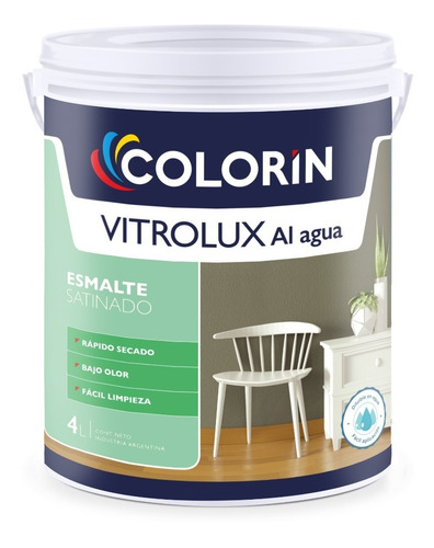 Colorin Vitrolux Esmalte Al Agua Negro Satinado X 1 Litro