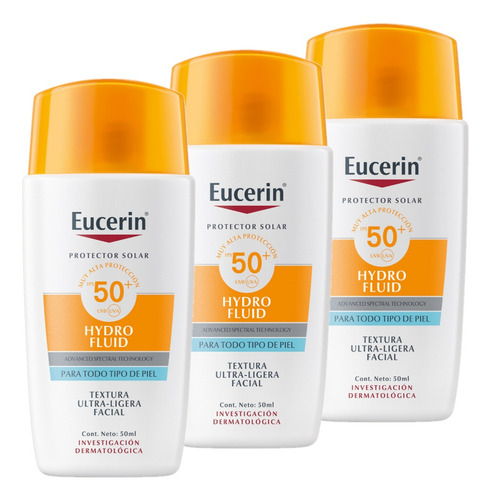 Combo X 3 Protector Solar Eucerin Fps 50 Hydro Fluid 50 Ml