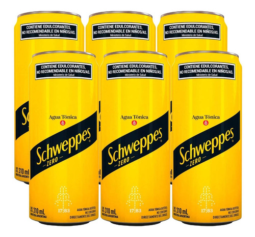 Agua Tónica Schweppes Lata Sin Azucar 310ml Pack X6 - Gobar®