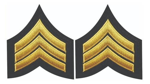 Insignia Militares Rangos Par De Parches Bordados Oro Negro