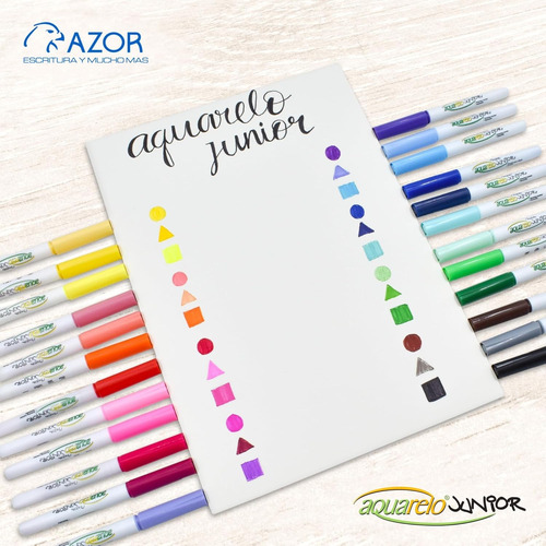 24 Plumones Colores Lavables Dibujo Aquarelo Junior Azor