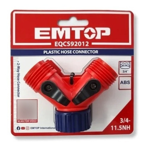 Acople Y Conector Manguera 3/4 Macho Hembra Riego Emtop Color Rojo