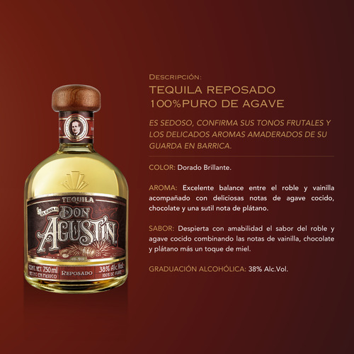 Caja De 6 Tequila La Cava De Don Agustin Reposado 750 Ml
