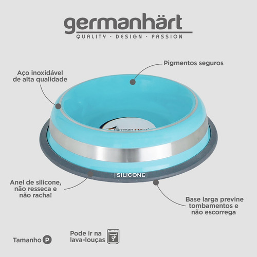Comedouro Inox E Silicone P/cães E Gatos Pequeno Germanhart