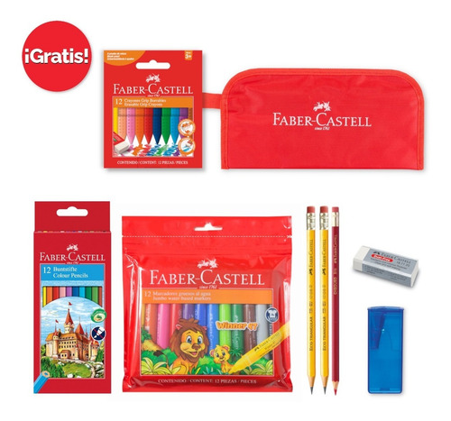 Imagen 1 de 6 de Faber-castell Set Prescolar Con Estuche Y Crayones De Regalo