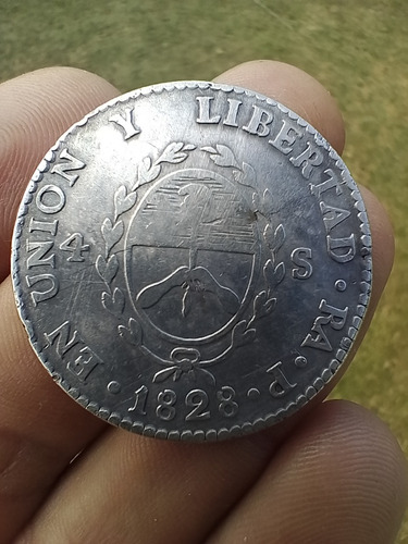 Moneda De Plata 4 Soles 1828 Provincias Unidas , Argentina 