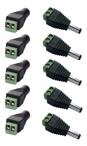 Pack 5 Pares Conector Dc Macho Hembra 5.5mmx2.1mm