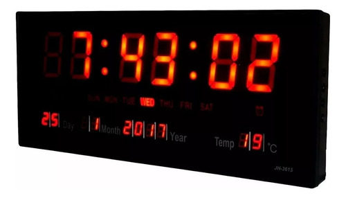 Imagen 2 de 3 de Reloj Digital Pared Led Fecha Temperatura + Garantía 35x15