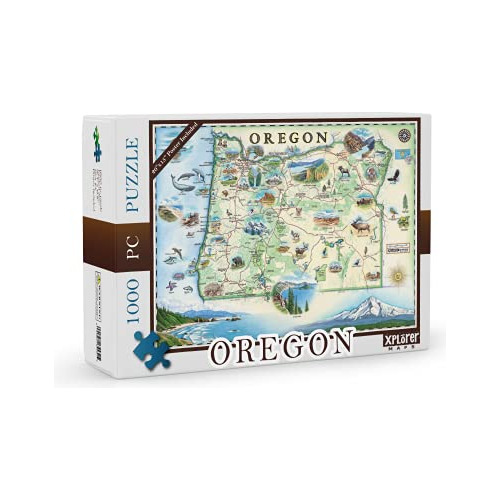 Oregon State Map Cardboard Jigsaw Puzzle - 1000 Pieces, Hand