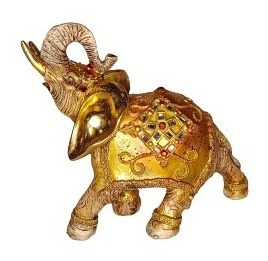 Imagen 1 de 5 de Figura Elefante Dorado Fortuna