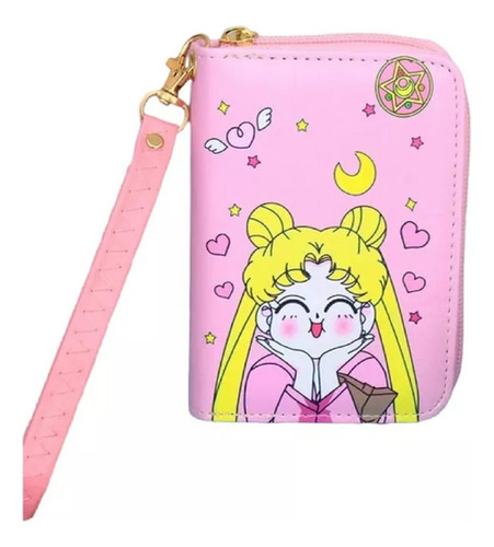 Cartera Billetera Sailor Moon Rosa  Serena Corazones Kawaii