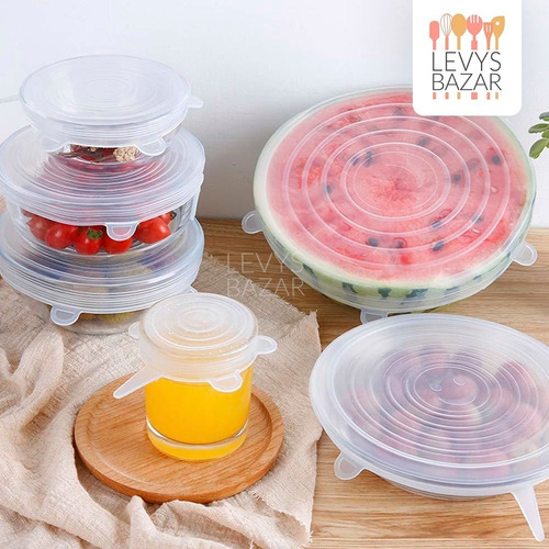 Imagen 10 de 10 de Pack 6 Tapas De Silicona Reutilizables Elastizadas Bowls