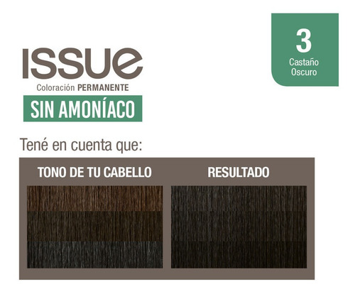 Issue Kit Color Permanente Sin Amoniaco N 3 Castaño Oscuro