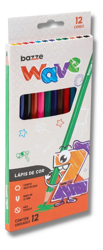 Lapis De Cor Wave 12 Cores Bazze