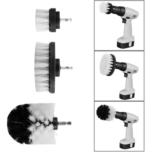 Kit De 3 Cepillos De Limpieza Suaves P Taladro Color Blanco