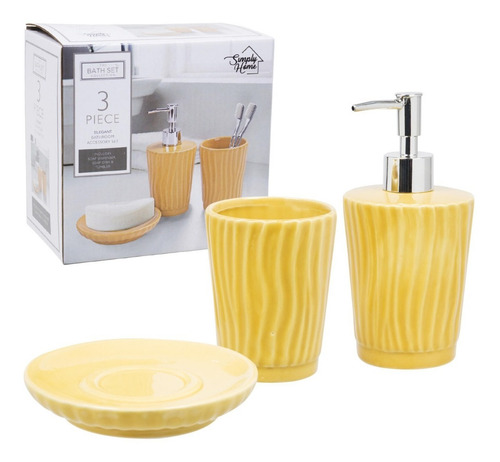 Accesorios De Baño Cerámica Mostaza Arena Simply Home  Amarillo