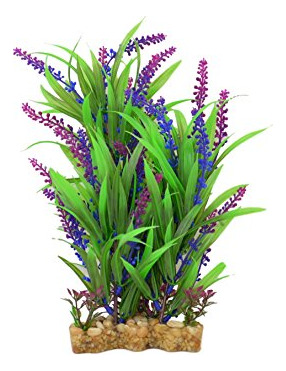 Planta Artificial Acuario, Decoración Tanque, Verde/morado,