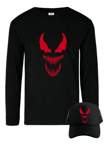 Camiseta Venom Simb Manga Larga Camibuso Obsequio Gorra  Xgt