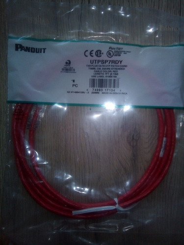 Cable De Red Patch Cord Panduit Tx6 Plus Cat6 Utp Rojo 7ft