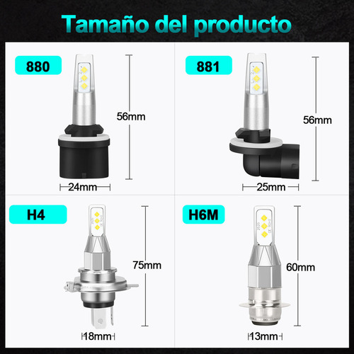Py1.for Faros Antiniebla Led Dl H27 881 862 886 889 894...