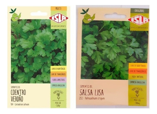 3x Sementes Coentro Verdão Salsa Crespa E Cebolinha 3un