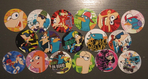 Lote X17 Tazos Diferentes Phineas Y Ferb Swift Disney