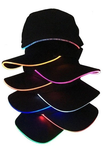 Gorros Con Visera Y Luz Neon Led - Cotillon Luminoso X 6 