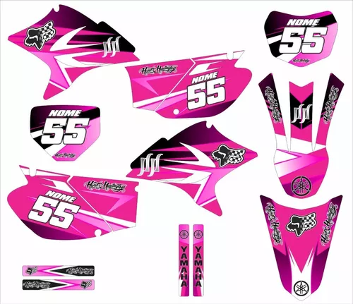 Kit Adesivo Moto De Trilha Ttr 230 Fox Dunlop Azul E Rosa