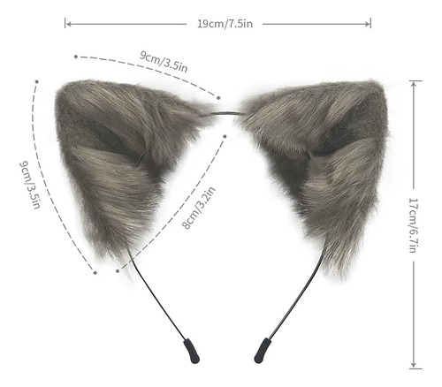 Diadema Hecha A Mano Con Orejas De Lobo De Zorro Y Cola De