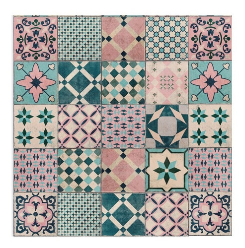 Vinilo Azulejo Mosaico Adhesivo 20x20 Piso X 10u Laminado Color 08. Old Rose Calcareo