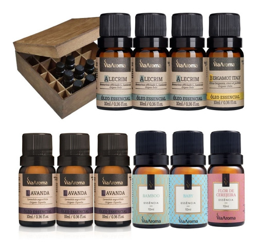 Imagem 1 de 7 de 10 Óleos Essenciais Via Aroma Aromaterapia 10ml Brinde Caixa