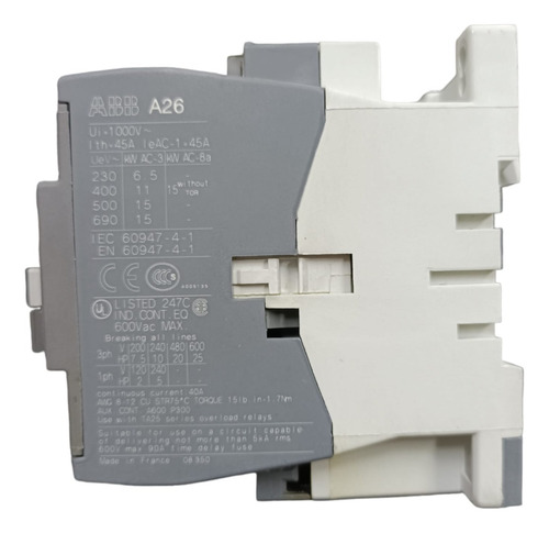Contactor Magnético Abb A26-30-10 Bobina 220vac, 26amp