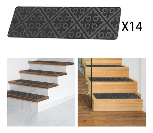 Imagen 6 de 8 de Alfombras Peldaños De Escaleras Tapetes De Seguridad Gris