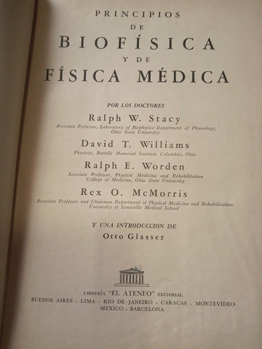 Principios De Biofisica Y De Física Médica /dr.stacy William