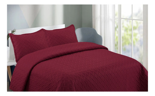 Cubrecama De Verano Quilt 1.5 Plazas (plaza Y Media) Burdeo