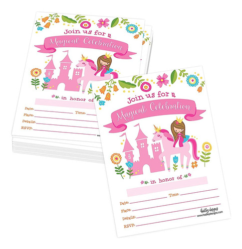 25 Princess Unicorn Party Invite, Royal Queen Crown Little G