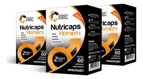 Kit 03 Nutricaps Homem Vitamínico 60 Capsulas Maxinutri Sabor Sem sabor