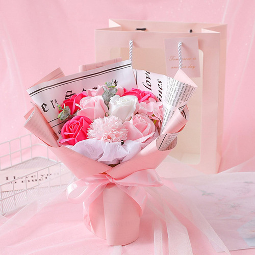 Jabón Artificial Ramo De Flores Rosa Eterna Para