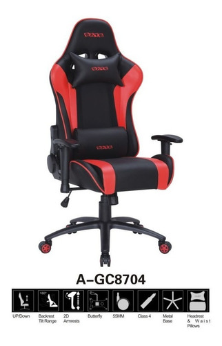 Silla Butaca Gamer Sate A Gc8704 Rojo Y Negro Material del tapizado Cuero sintético