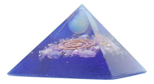 Orgonite Pirâmide Azul E Violeta Com Pedra Da Lua