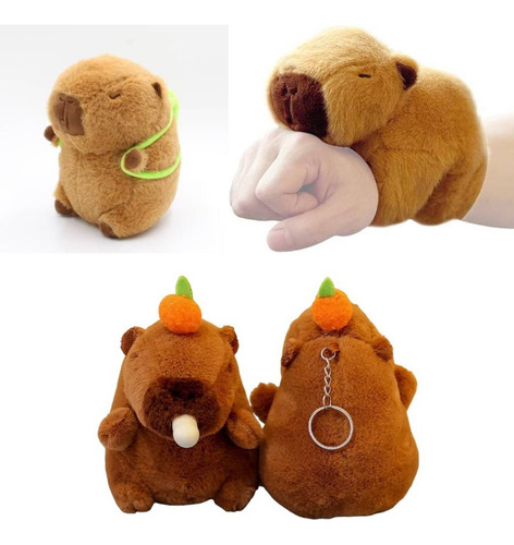 Pack 1 Peluche Capibara De 20cm + 1 Brazalete + Llavero